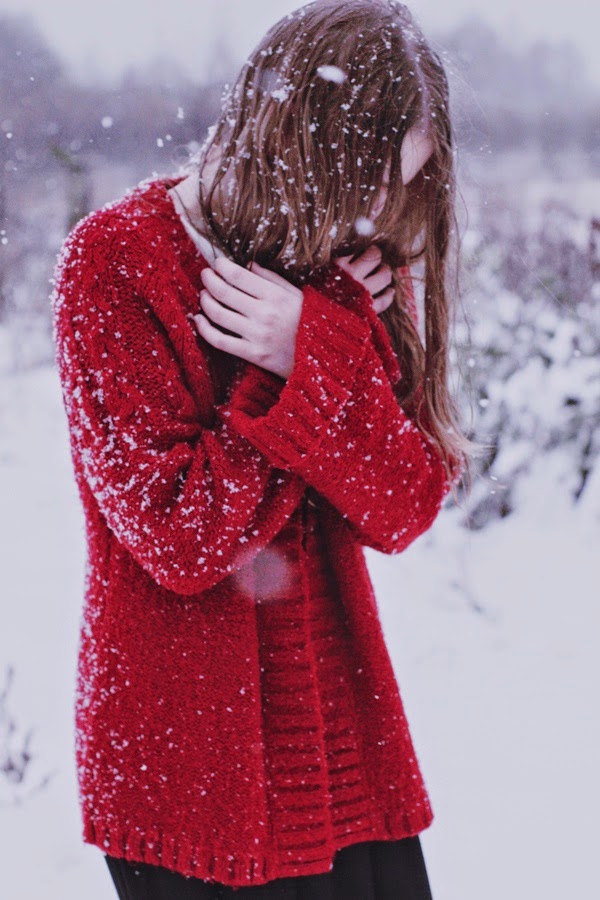 cozy red sweater 