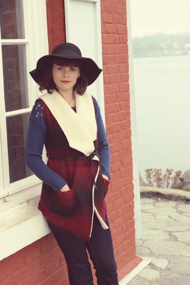 Old Navy, Flared Jeans, Light House, Floppy Hat, Shearling and buffalo print vest, Marshall's , H&M , Fashion Blogger