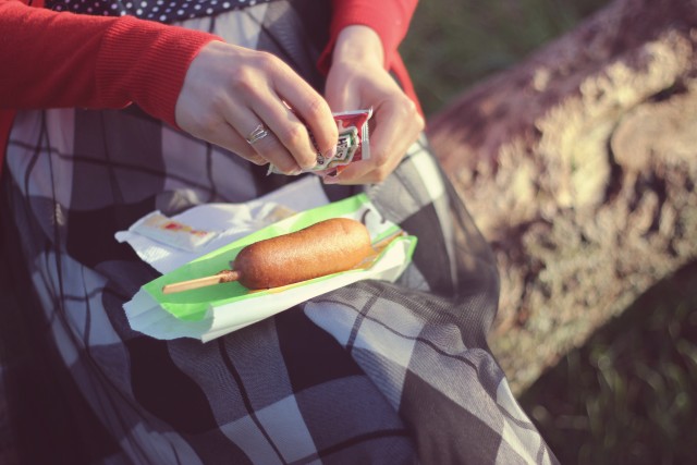 Marshall's, Maison Jules, Target, Vintage fashion, Beacon Hill Drive-In, Corn Dog, Spring fashion, french fashion, Statement T-shirt, Victoria, Plaid midi skirt, french slogan shirt 