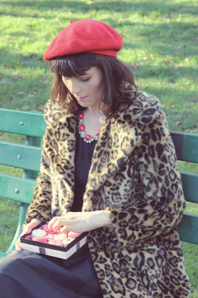 Bon Macaron, Valentine's Day, Valentien's Macaron's, ASOS leopard coat, Eshakti dress, Parisian fashion, fashion blogger, french fashion, Valentine's Day outfit ideas, Stella and Dot 