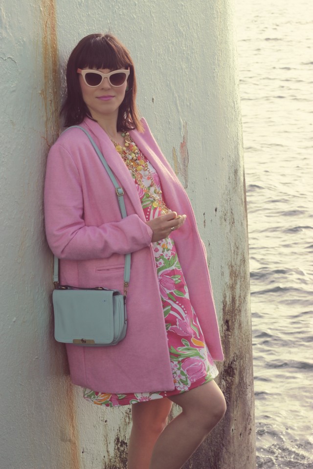 Pink Coat, Marc by Marc Jacobs Pink Cat eye sunglasses, @Sunglassesshop, @BarbaraGerwit, Charming Charlie, Pastel Fashion, Spring Fashion, Fashion Illustration, Watercolour Fashion Illustration 