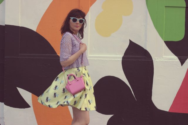 Chic Wish, Yellow Bunny Skirt, Purple Crochet Crop Top, Fashion Blogger, Kate Spade New York 