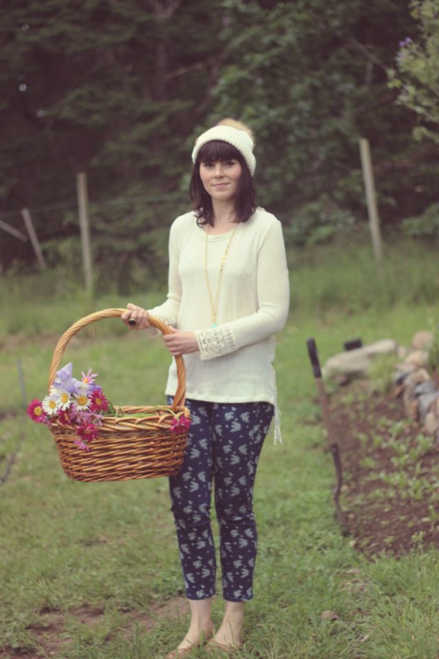 California Moonrise, Stephanie Kantis, BKLYN Bobble Hat, Floral Jeans, Stephanie Kantis, U-Pick Flowers, Vancouver Island, Wild Flowers 