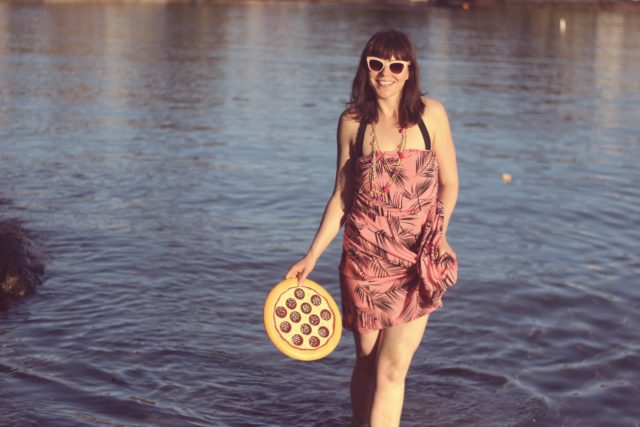 AMI Clubwear, Pizza Frisbee, palm printed maxi dress, beach, fashion blogger