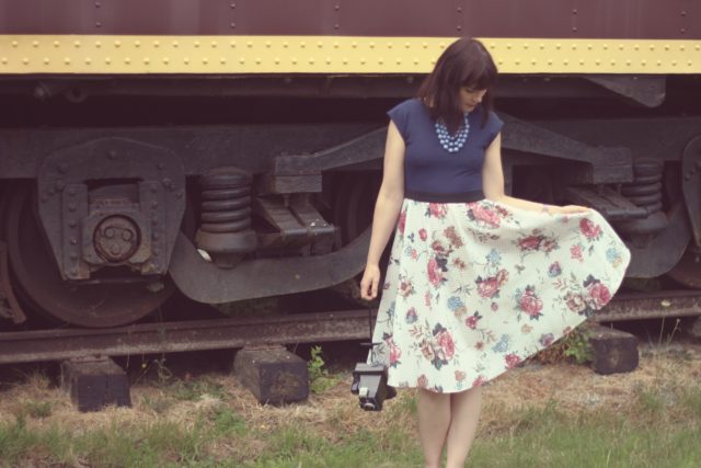 ola dubois made in Canada,, vintage fashion, slow fashion, vintage train, summer wedding, dress, floral, Victoria