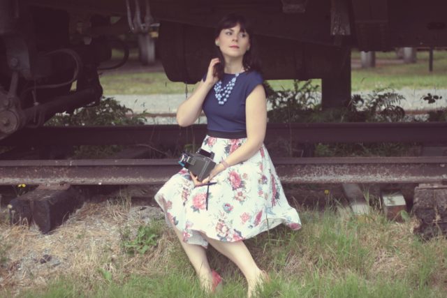 ola dubois made in Canada,, vintage fashion, slow fashion, vintage train, summer wedding, dress, floral, Victoria