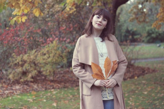 Chic Wish, Rose and Lace Sweater, Camel Coat, Cameo necklace, Distressed Jeans, Vintage, Fall Fashion, Style Blogger, Autumn