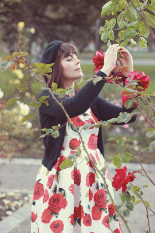 Love Like Roses Embroidered Dress, Chic Wish, Vintage, Dress, Fashion, Style, Blogger, French, Beret, Rose, Floral, Flowers