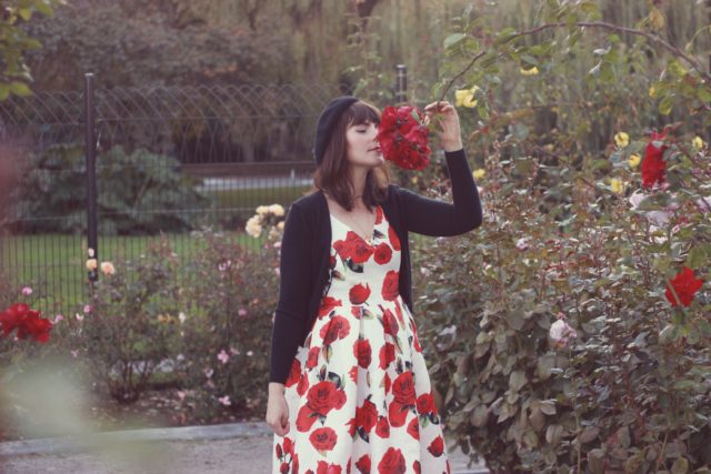 Love Like Roses Embroidered Dress, Chic Wish, Vintage, Dress, Fashion, Style, Blogger, French, Beret, Rose, Floral, Flowers