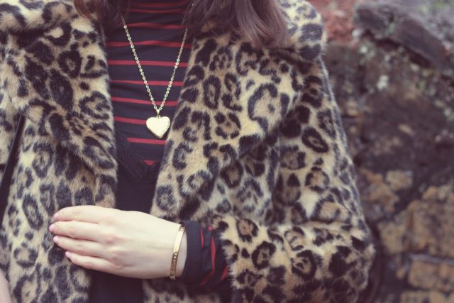ASOS, Leopard print coat, Highline Collective, Fall Fashion, Spaghetti strapped dress, gold locket, solid perfume locket, vintage, fashion, style, outfit, grunge, 90s