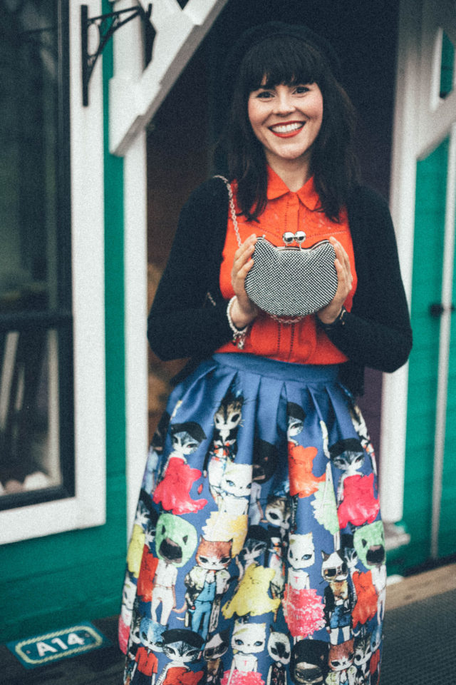 Pom Pom Boutique Victoria, Trounce Alley, Cat lover, Beret, Victoria, Cat Disco Bag, Cat printed skirt