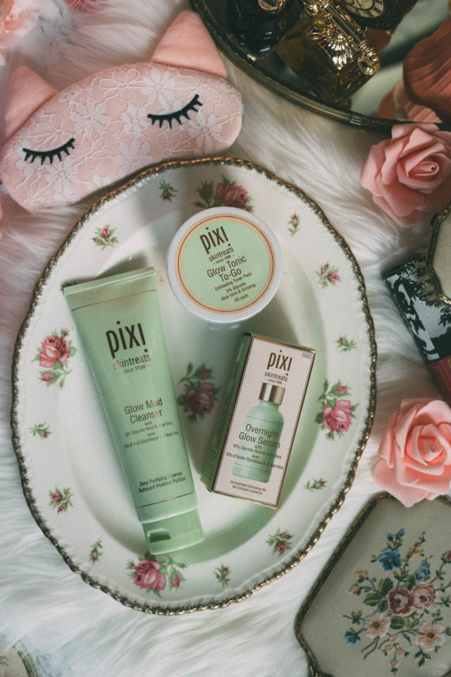 Pixi by Petra Glow Mud Cleanser, Overnight Glow Serum, Pixi Glow Tonic To-Go Make-Up Remover Pads