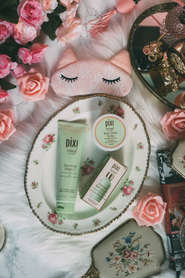 Pixi by Petra Glow Mud Cleanser, Overnight Glow Serum, Pixi Glow Tonic To-Go Make-Up Remover Pads