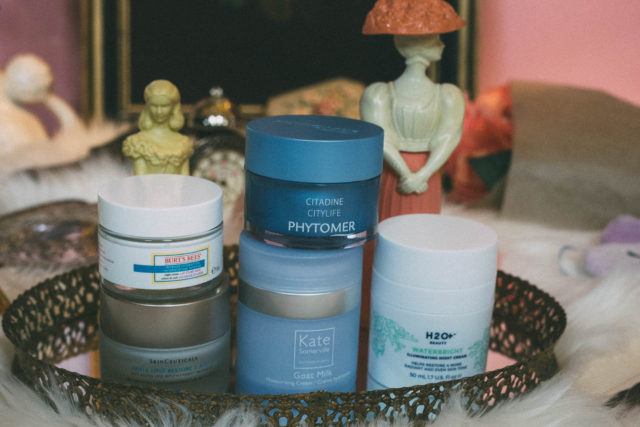 Kate Somerville Goat Milk Moisturizing Cream, Burt's Bees Intense Hydration Night Cream, H2O Plus Waterbright Illuminating Night Cream, SkinCeuticals Triple Lipid Restore, Phytomer City Life Face and Eye Contour Sorbet Cream