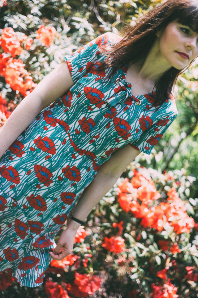 Yumi Poppy Print Eyelet Dress Ivory, Skater Dress, Vintage, Retro, Sun Jellies , Tote Bag