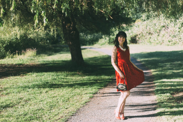 Red floral lace dress, Rickis, vintage, dress, summer, floral