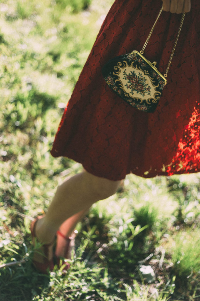 Red floral lace dress, Rickis, vintage, dress, summer, floral