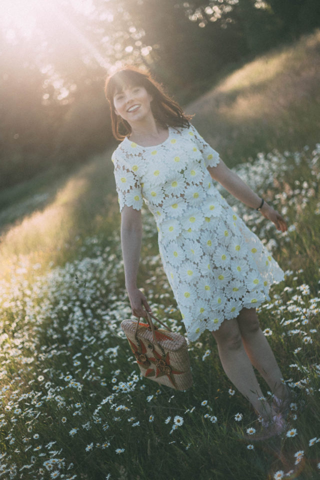 Flawless in Fleurs Midi Dress, Daisy, Crochet, Vintage, summer