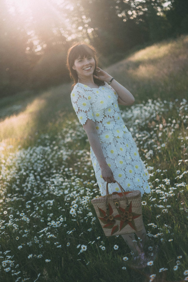 Flawless in Fleurs Midi Dress, Daisy, Crochet, Vintage, summer