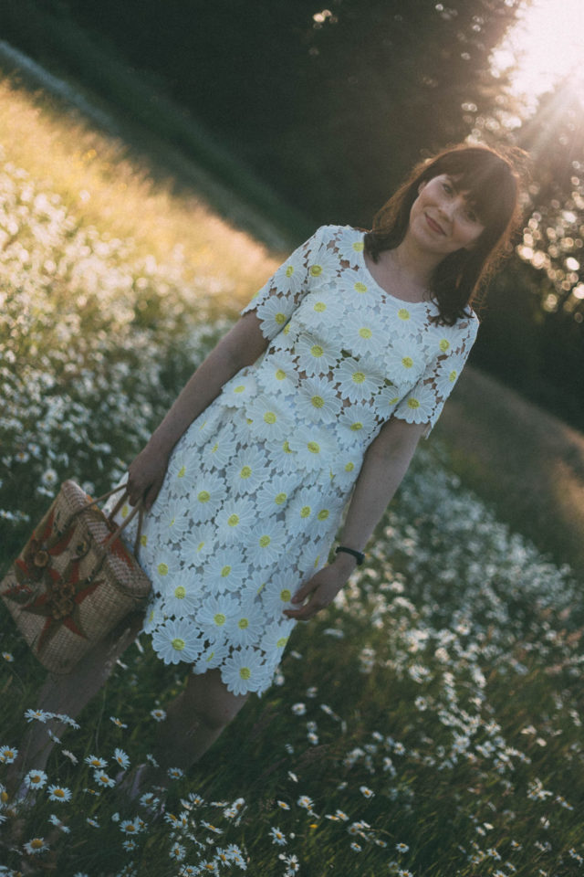 Flawless in Fleurs Midi Dress, Daisy, Crochet, Vintage, summer