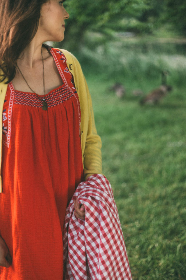 Embroidered-Trim Dress for Women, Old Navy, Summer, Dress, picnic, vintage, retro, cardigan, yellow