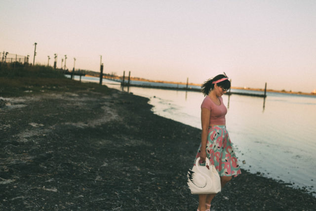 Sunday Somewhere, Smart Buy Glasses, Pom Pom Boutique, Funki Faerie Fashion, Vintage, flamingo skirt, Sunglasses, Swan Bag, vintage wire head band,