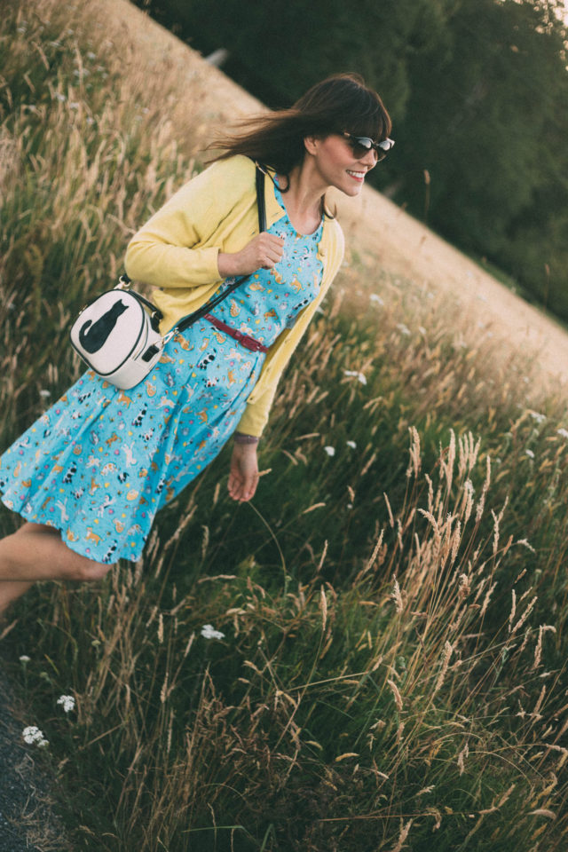 Smart Buy Glasses, Versace, Sunglasses, Vintage, Pom Pom Boutique, Cat Dress, Sun Jellies, summer Dress, Cat Bag