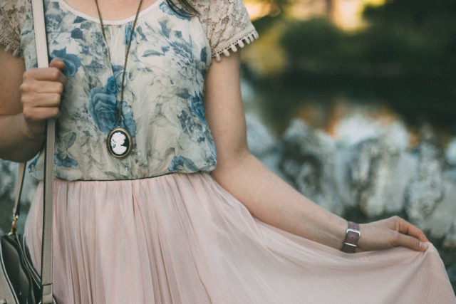 Dreamy Pink Mesh Pleats Tulle Skirt, Black Faux Leather Rose Embroidered Slip, tulle, floral, mules, Review Australia, cameo, vintage, Marshall's, Bow,