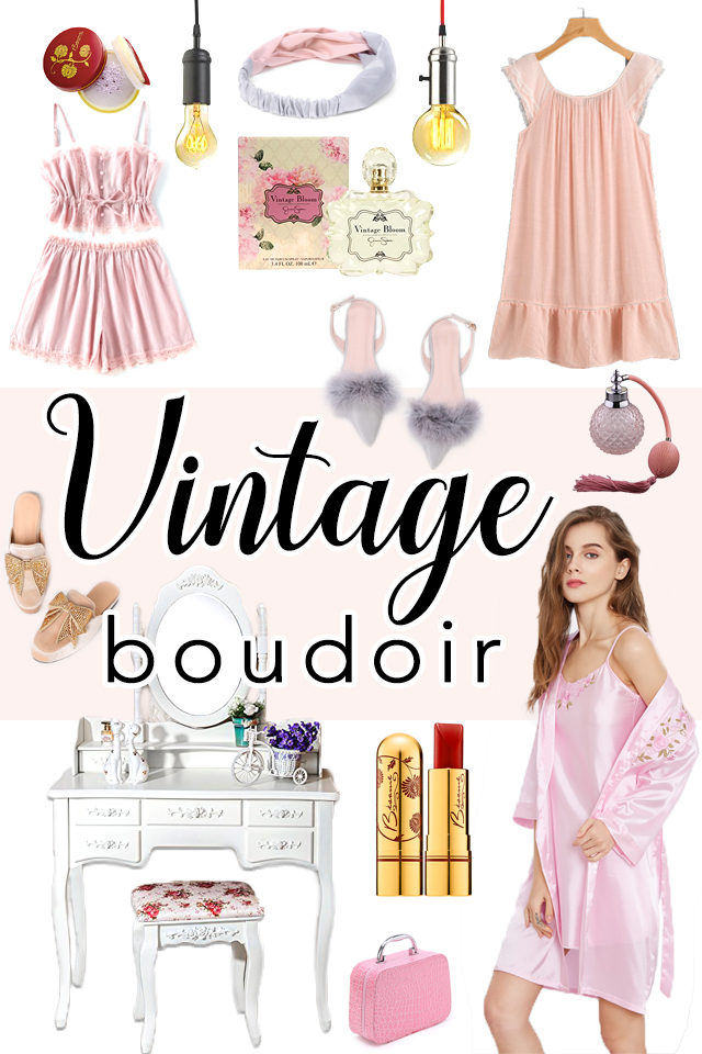 vintage boudoir, Old Hollywood, Glamorous, lingerie, vintage, retro, dressing table, perfume, shabby chic, pyjamas, loungewear