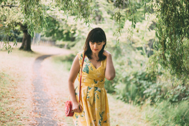 Flora Sunflower Belted Dress, Vintage, retro, Joanie Clothing, Dress, Yellow, Kate Spade New York, Floral,