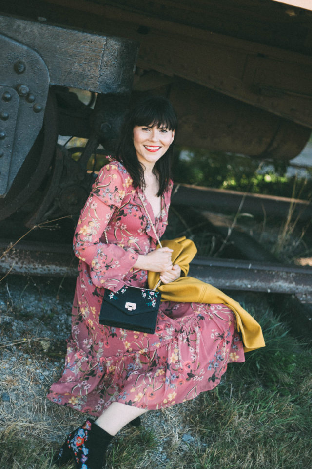 Portia Ruffle Midi Dress, Ever New Melbourne, Judy crombie, Sara Embroidered Small Bag, Billy Embroidered Boots, Fall Fashion, Vintage, Train, Pinky, Cat, Kitten,