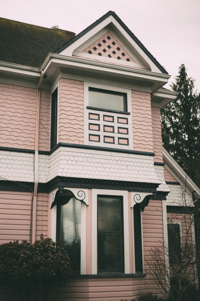 Pink coat, Pink blouse, Vintage, fashion, polka dot circle skirt, spring fashion, Victorian house, pink house, doll house,
