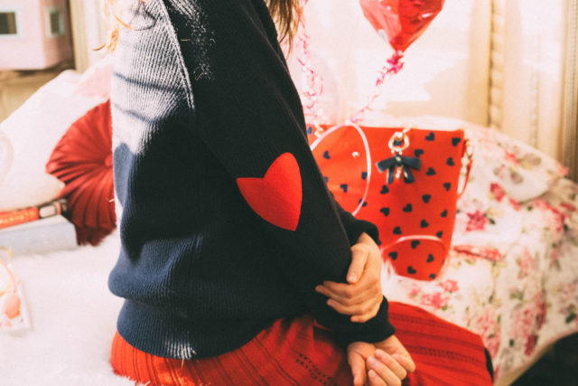 Chic Wish, Red knit Aline Skirt, Heart elbow patch sweater, Review Australia, Heart print, vintage, retro, style, fashion, blogger, Valentines Day.