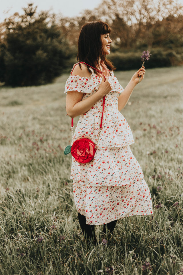 Isadora Floral Tiered Frill Dress, Joanie Clothing, Pepper Swan Print Shirt Dress, vintage fashion, spring fashion, vintage spring dresses, vintage style, floral dress, swan print,