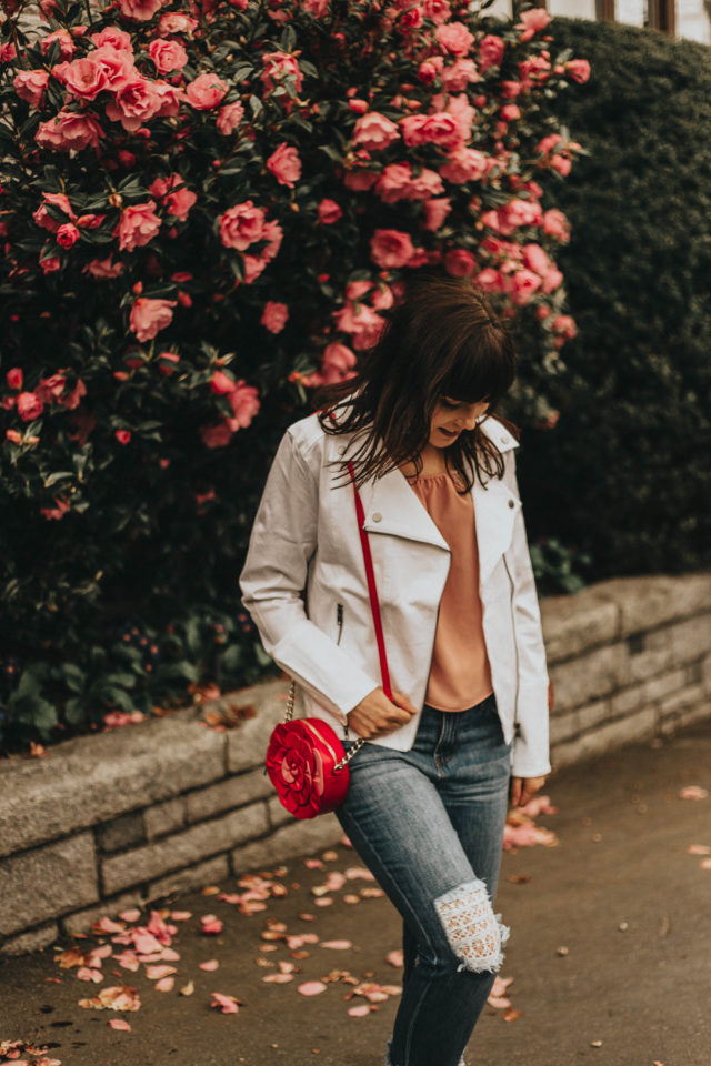 MOTO JACKEt, Liverpool Jeans, white motto jacket, KENNEDY CROP BOYFRIEND, Kate Spade,