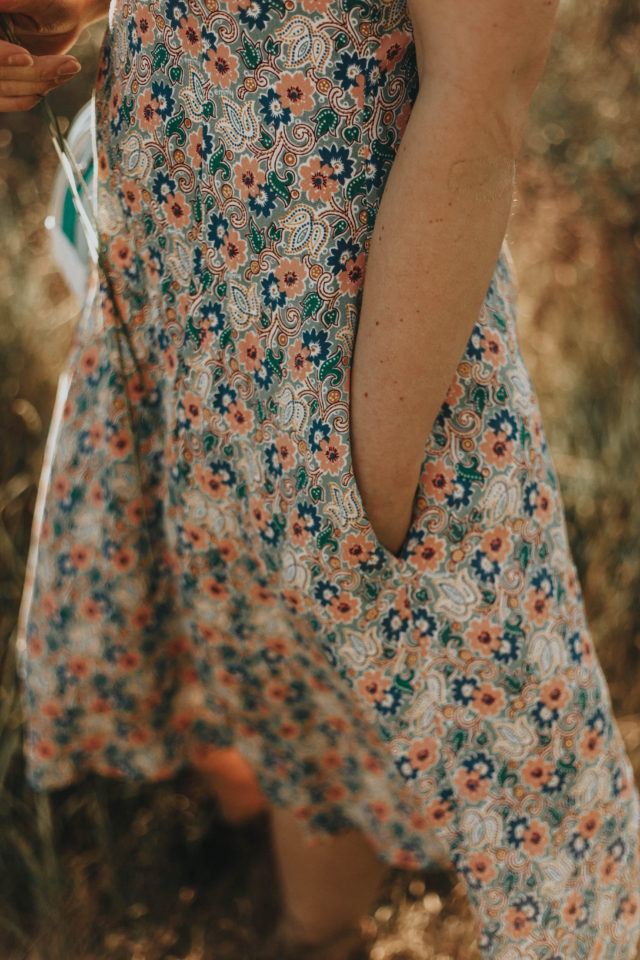 my cup of tea dress. muted floral print, Emmy Design, floral dress, crepe dress, vintage fashion, summer fashion, vintage inspired clothing brand, floral dress,