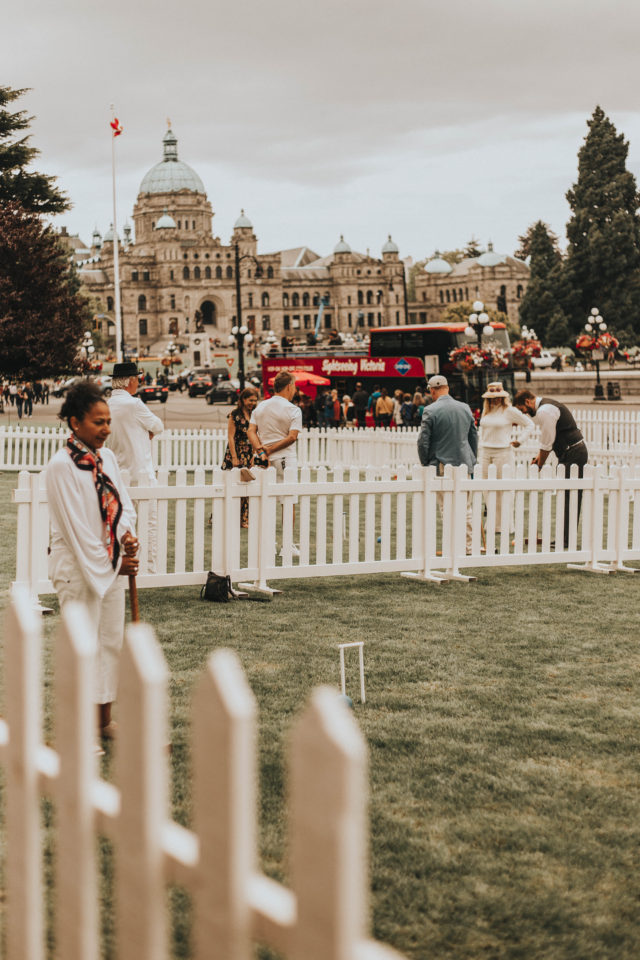 Croquet at the Empress, 2018, Fairmont Empress, social affair on the front lawns of Fairmont Empress, Croquet tournament, summer games of a bygone era, Edwardian Fashion, Vintage floral Dress, Collectif Floral Dress