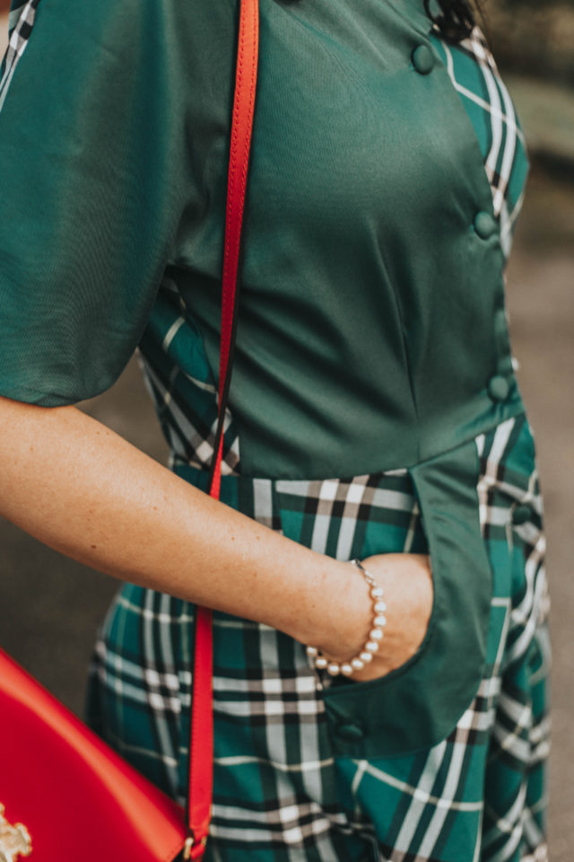 Unique Vintage 1940s Style Teal Plaid Short Sleeve Erwin Shirtdress, Unique Vintage, Plaid Dress, Vintage dress, fall plaid, autumn, vintage fall fashion