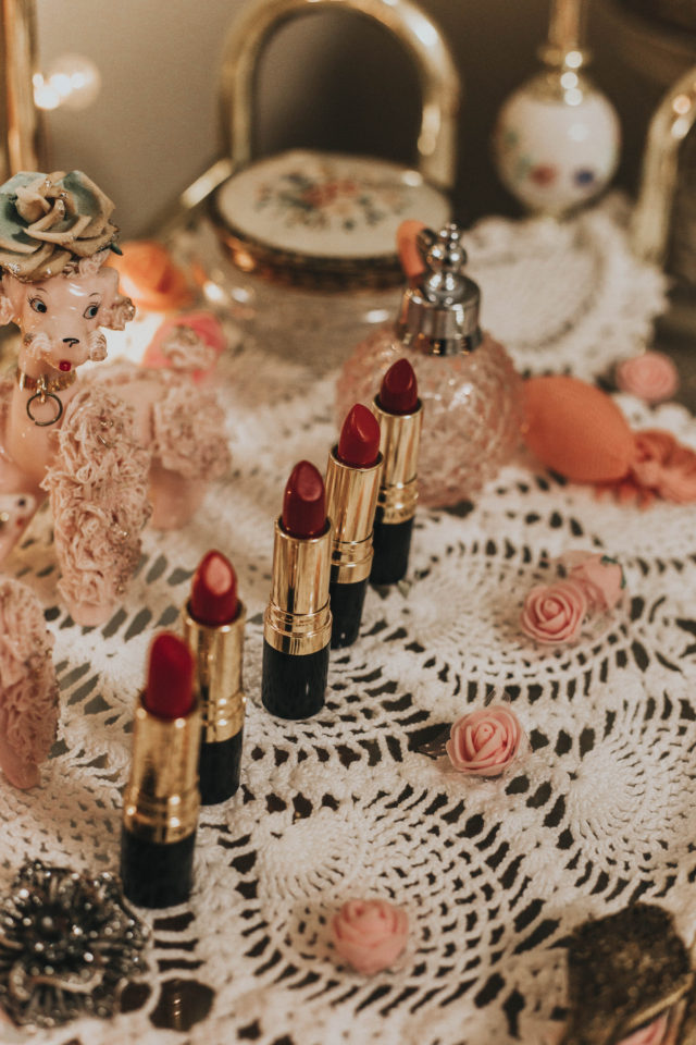 Love that Red 1951, Fire and Ice 1952, Love that Pink 1955, Cherries In The Snow 1953 ,Certainly Red 1951, Vintage Revlon Lipsticks, 5 vintage Revlon Lipsticks you can still buy today, Vintage Revlon Cosmetics, Vintage Lipstick Shades,
