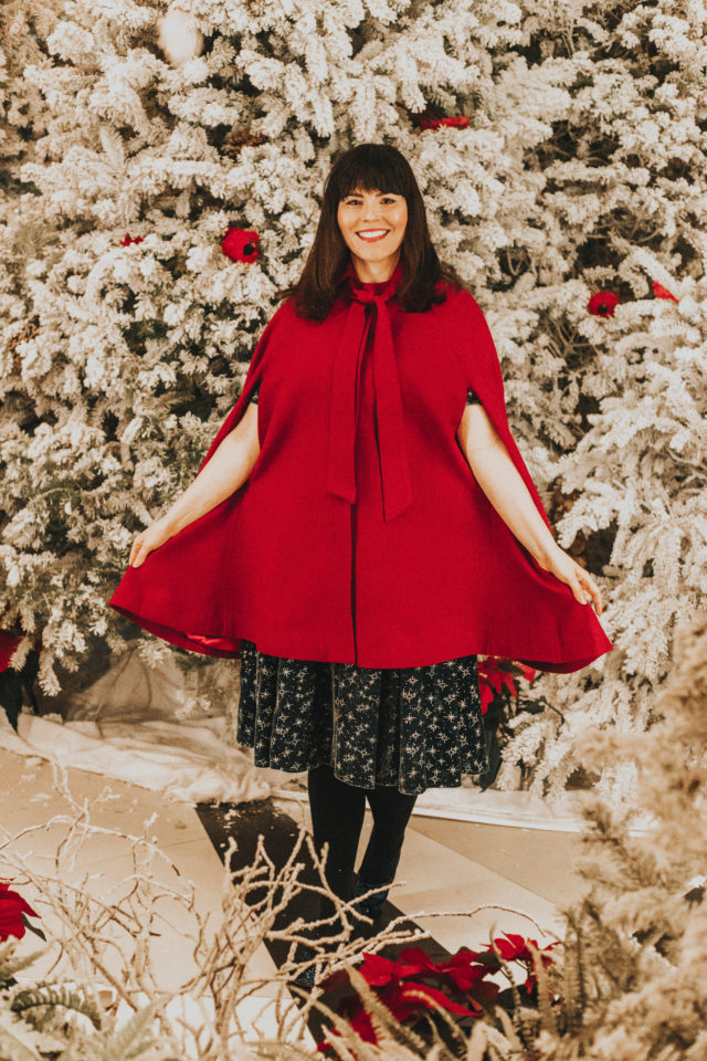 Collectif x MC Vixen Match Velvet Midi Dress, Sublime Sparkle Mid Heel, Posh the Limits Wool Cape, Modcloth, vintage style, vintage fashion, Collectif for Modlcloth, vintage inspired Christmas fashion