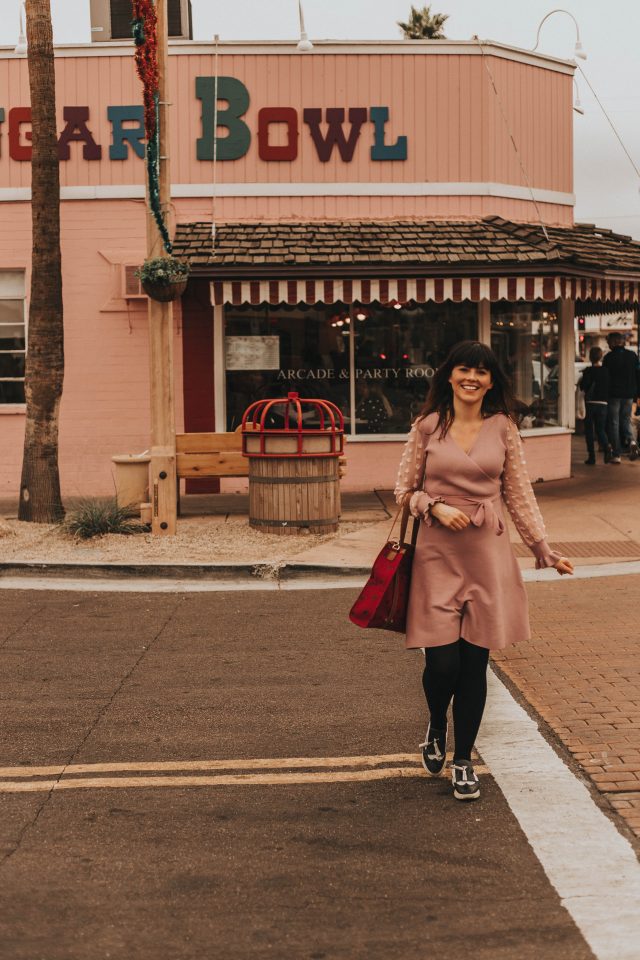 Sugar Bowl, Phoenix Arizona, Sprinkles Cupcake ATM, Scottsdale Arizona, There You Go Wrap Knit Dress in Pink, Chic Wish