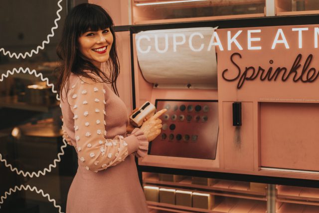 Sugar Bowl, Phoenix Arizona, Sprinkles Cupcake ATM, Scottsdale Arizona, There You Go Wrap Knit Dress in Pink, Chic Wish