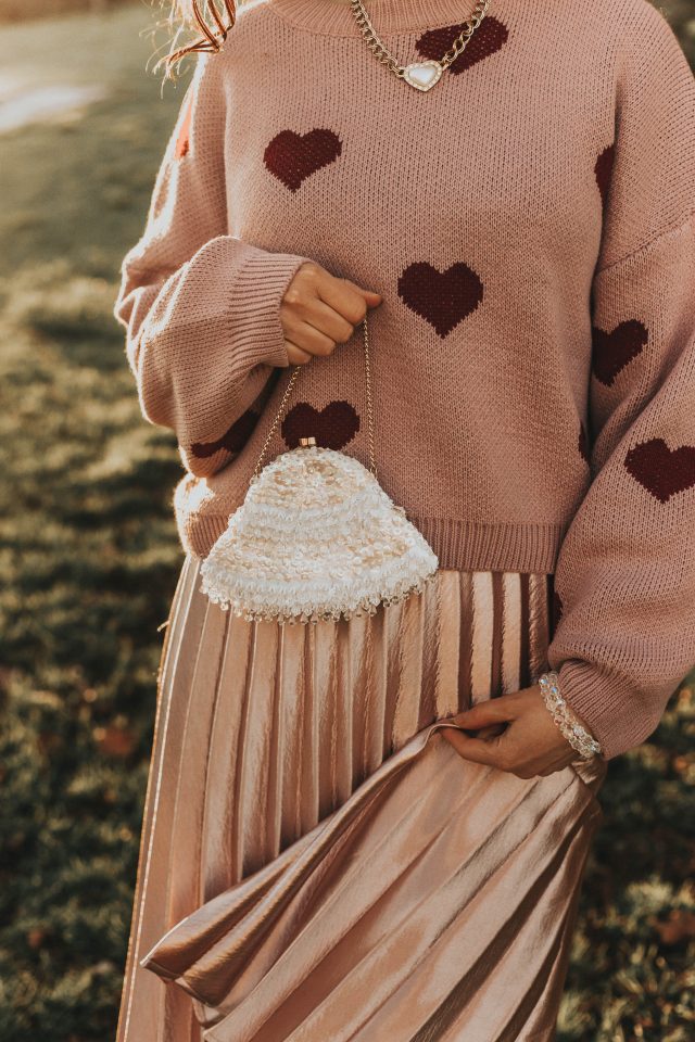 Hear Your Heart Beating Cropped Sweater, Call out Your Name Pleated Mesh Skirt in Pink, Valentines Day outfit ideas, Valentine's Day Date night outfit ideas, Chic Wish, Vintage Fashion