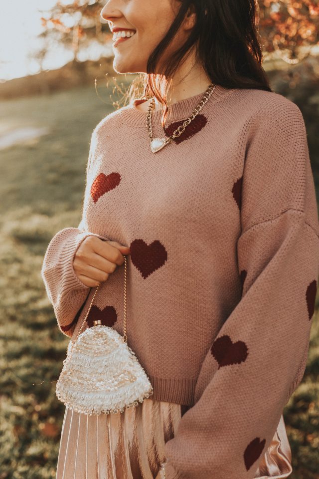 Hear Your Heart Beating Cropped Sweater, Call out Your Name Pleated Mesh Skirt in Pink, Valentines Day outfit ideas, Valentine's Day Date night outfit ideas, Chic Wish, Vintage Fashion