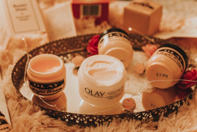 Vintage cosmetics you can still buy today, vintage cosmetic packaging then and now, vintage Avon you can still buy today, vintage Oil of Olay packaging, vintage Oil of Olay, Avon Moisture Rich face cream, vintage Avon skin softeners,