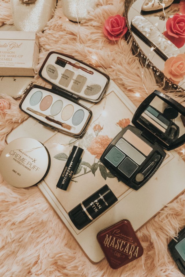 1950s beauty products you can still buy today, 1950s makeup, 1950s cosmetics, vintage ponds angel face, 1950s max factor, vintage max factor, vintage Avon, 1950s Avon, vintage revlon lipstick, revlon moon drops