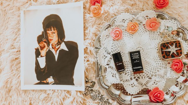 Mia Wallace's Favorite Beauty Products from Pulp Fiction, Mia Wallace Lipstick, Mia Wallace nail polish, Mia Wallace Makeup, Mia Wallace Perfume, Mia Wallace Urban DEcay, Pulp Fiction Urban DEcay 